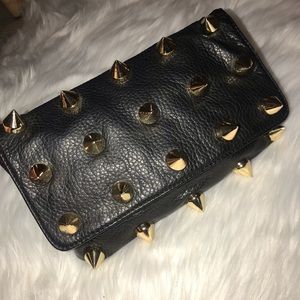 Gold Stud Leather Clutch